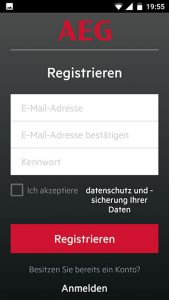 AEG-RX9-APP-Test-Registrieren