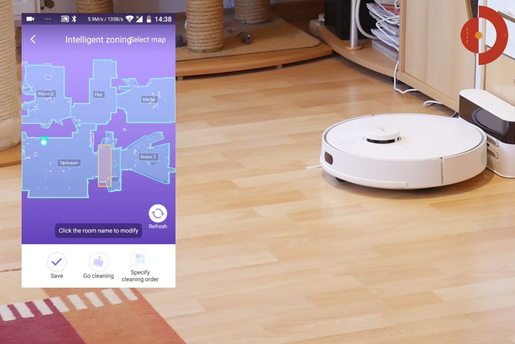 Roboter teilt Bereich in Wohnräume auf