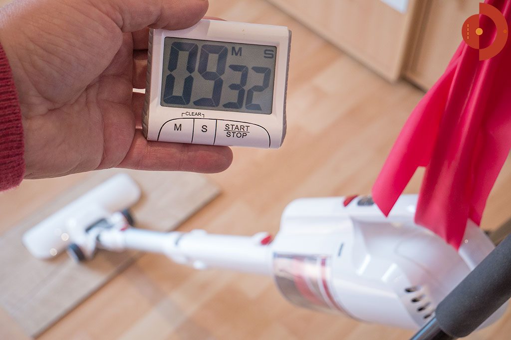 PUPPYOO-T10-Mix-Akkustaubsauger-Test-Laufzeitmessung