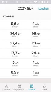 Cecotec-Conga-4090-AppTest-Aktivitaet