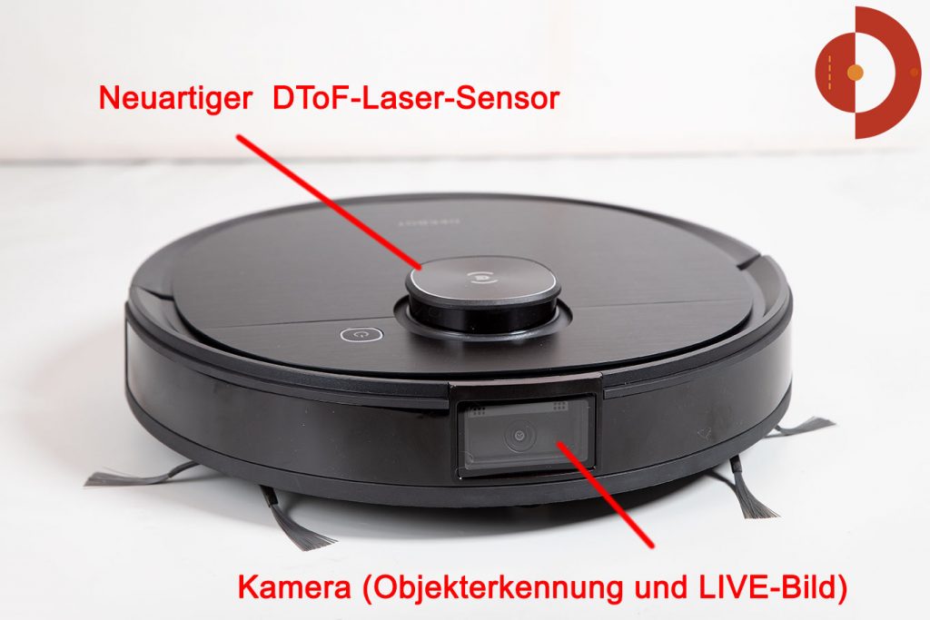 Ecovacs-Deebot-Ozmo-T8-AIVI-Test-vorn-1360--DToF-Laser-Sensor