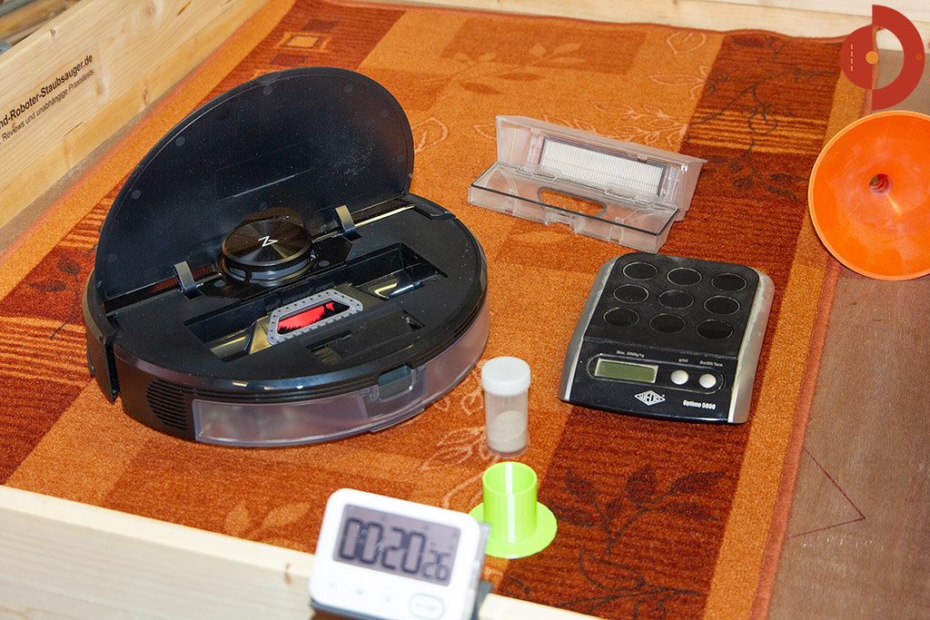 Roborock-S6-MaxV-Test-Saugtest-Quarzsand-Laeufer